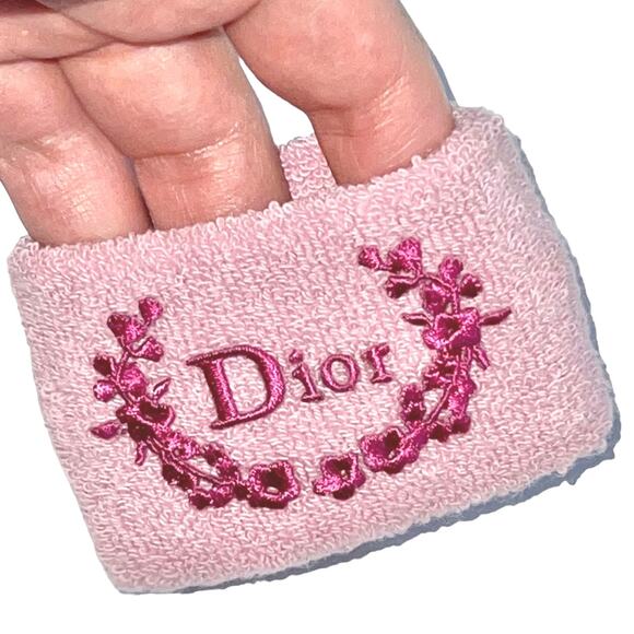 VTG Christian Dior Pink Logo Terry Cloth Sweat Band Sport Wristband Bracelet - Picture 10 of 13